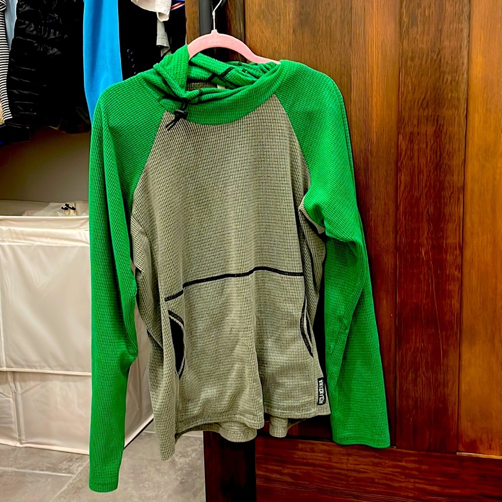 Green/grey Melanzana micro grid hoody